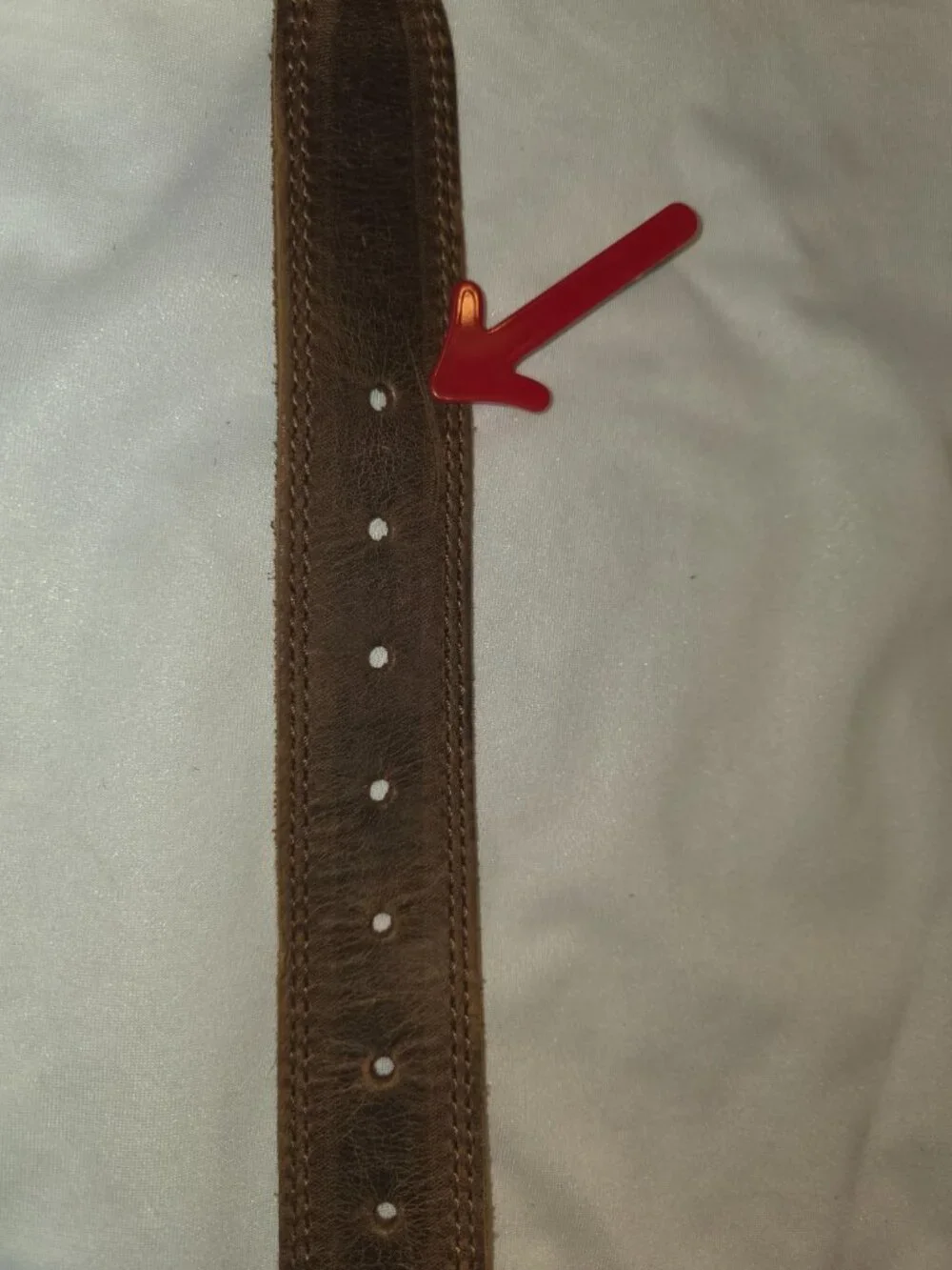 HIDE & DRINK Two Row Stitch Thick Leather Belt Brown Silver Tone Buckle 28 34 in